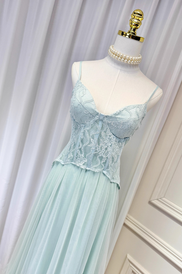 Teal Corset Long Dress