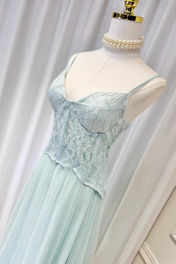 Teal Corset Long Dress