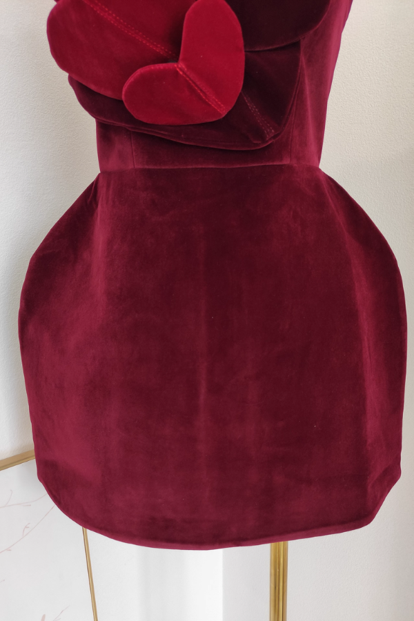Red Ria Heart Velvet Cocktail Dress
