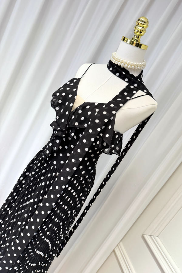 Black Polka Dots Long Dress