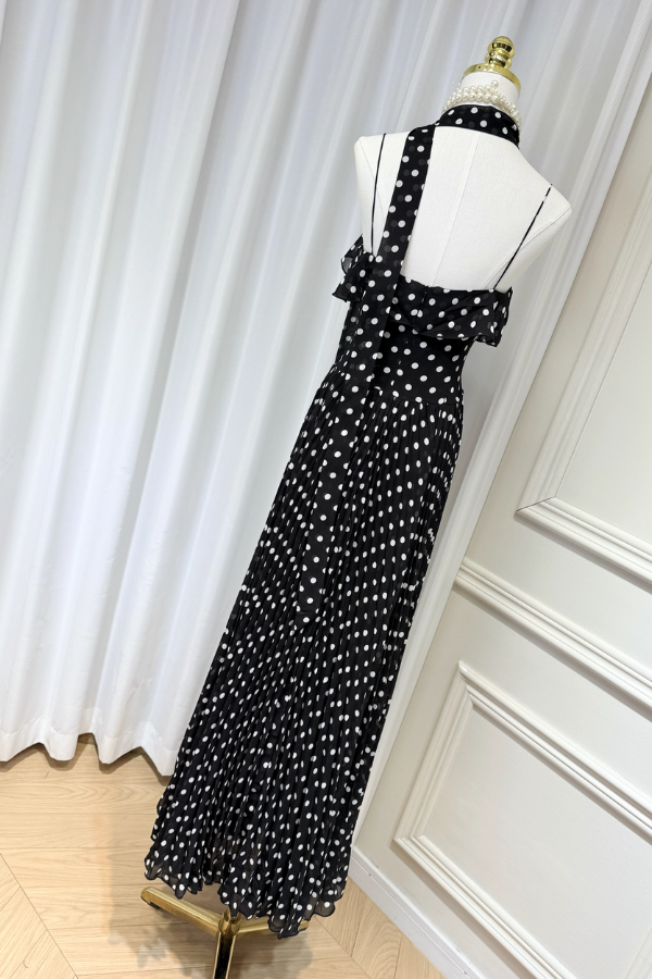 Black Polka Dots Long Dress