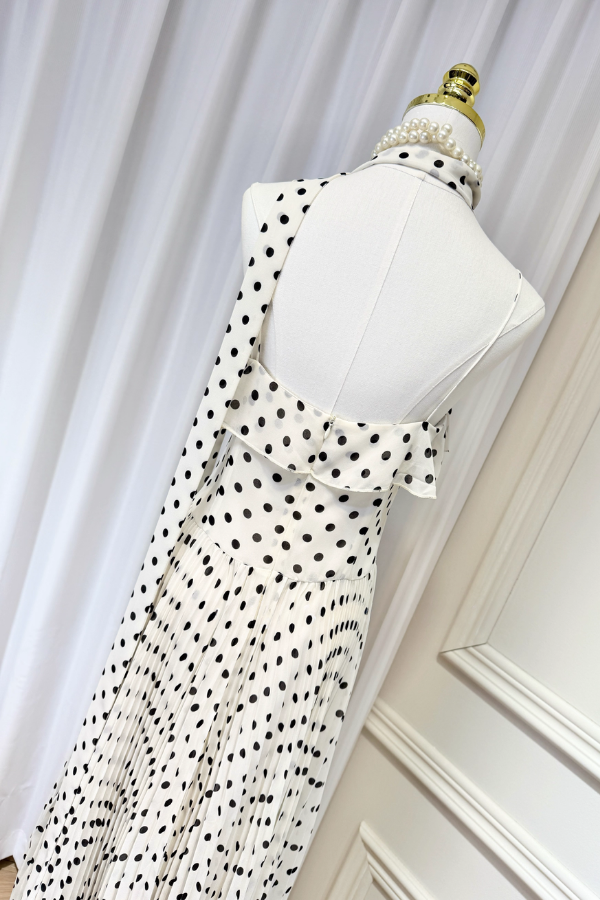 White Polka Dots Long Dress