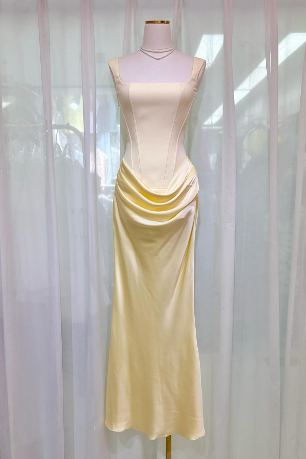 Yellow Diana Corset Long Dress