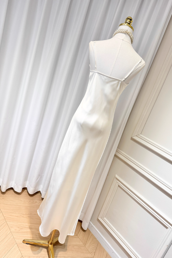 White Shell Silk Dress