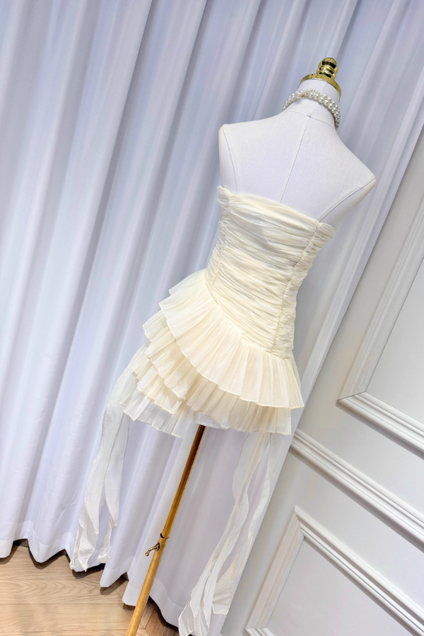 White Black Ribbon Dress