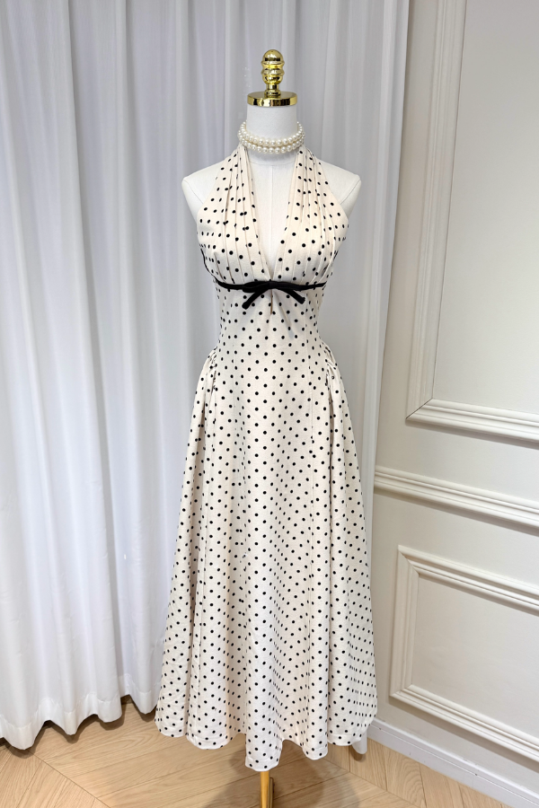 White Polka Dots Long Dress