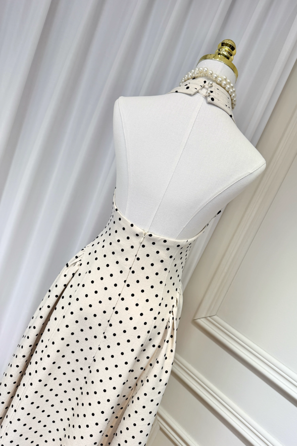White Polka Dots Long Dress