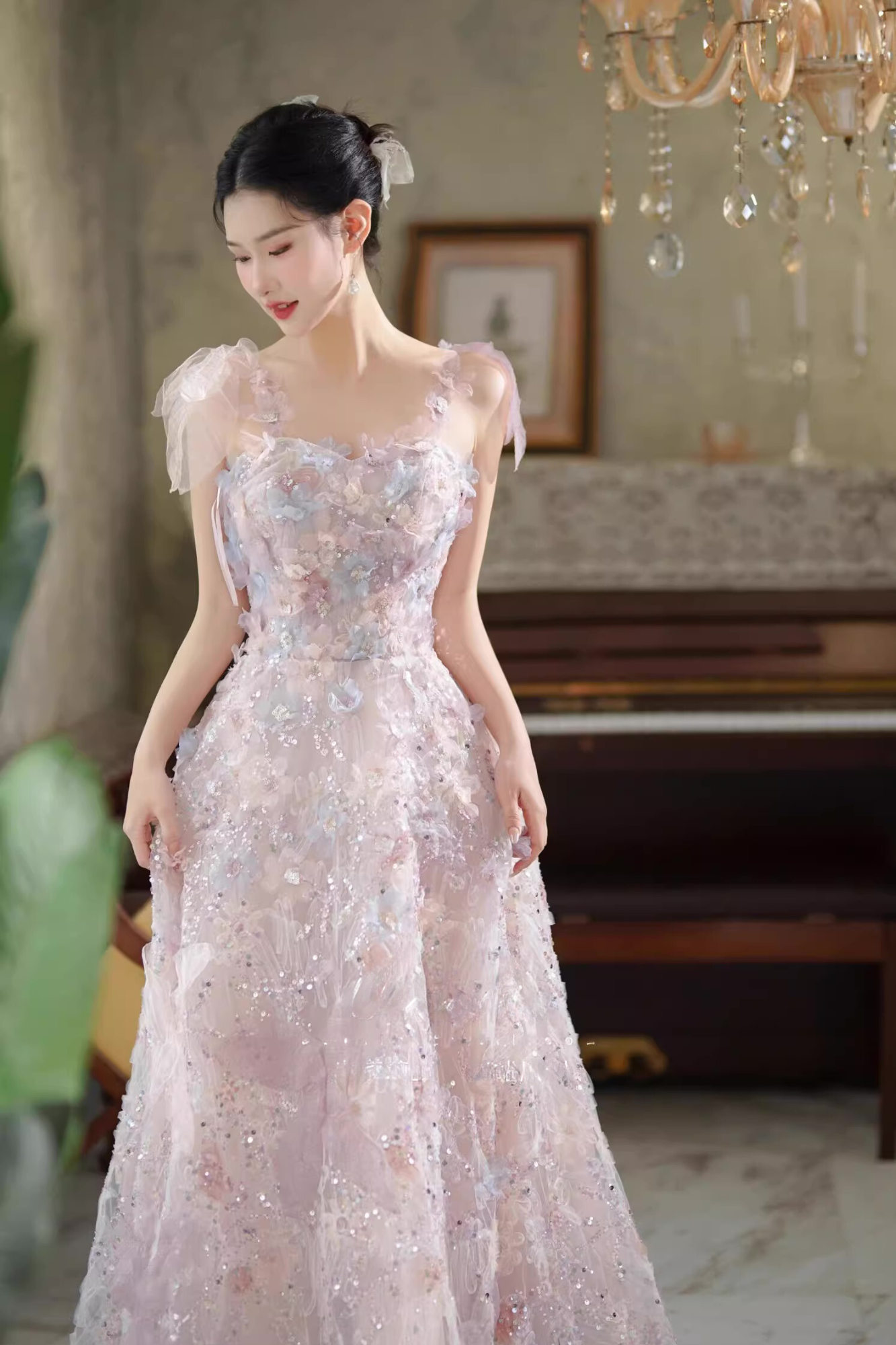 Purple Sequin Long Gown