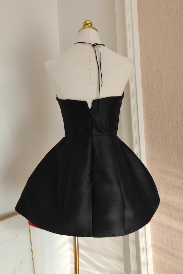 Red Rachel Rose Black Cocktail Dress