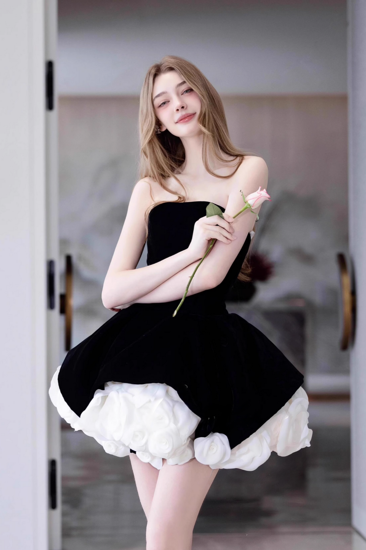 Black Flower Cocktail Dress