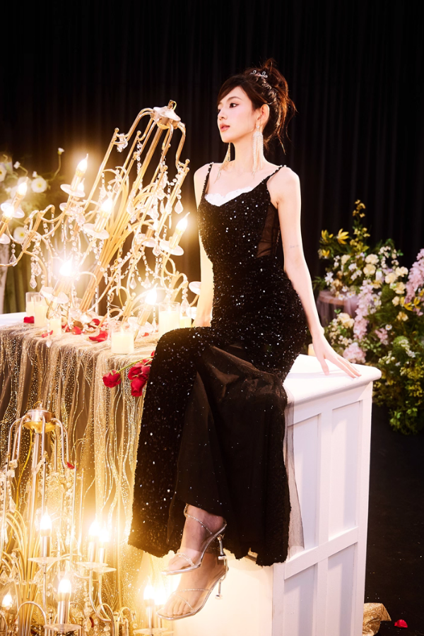 Black Sequin Long Dress