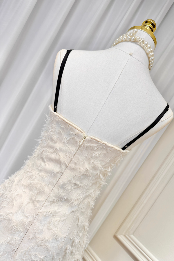 White Dress with Black Ribbon