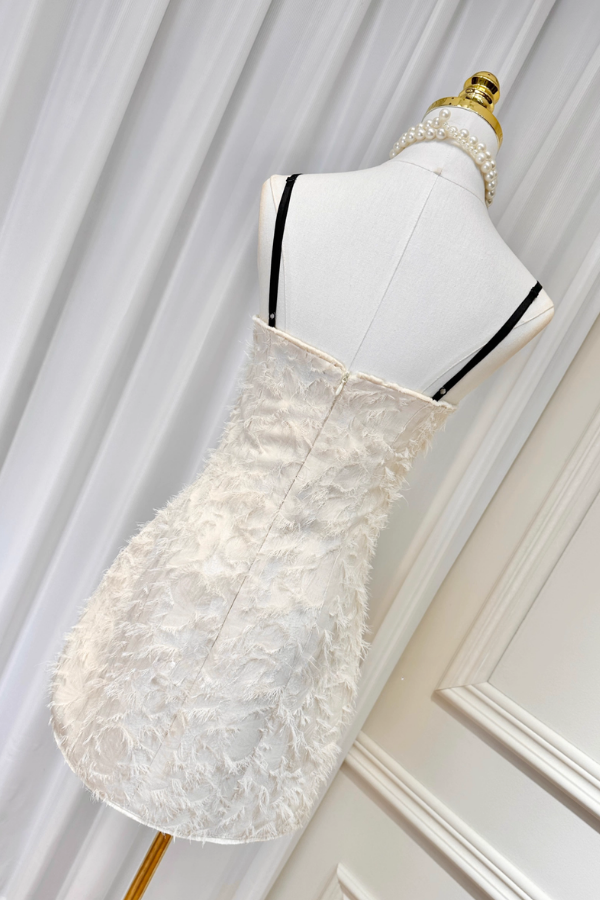 White Dress with Black Ribbon