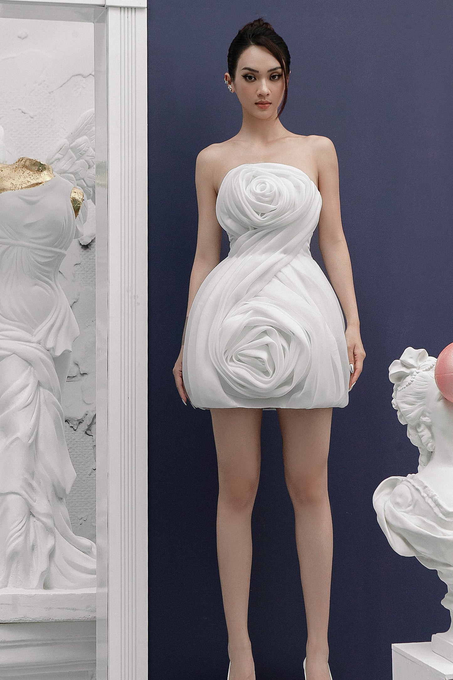 DZ White Twisted Flower Dress