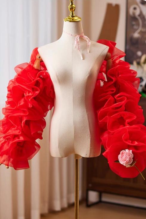 Red Rose Tulle Shawl