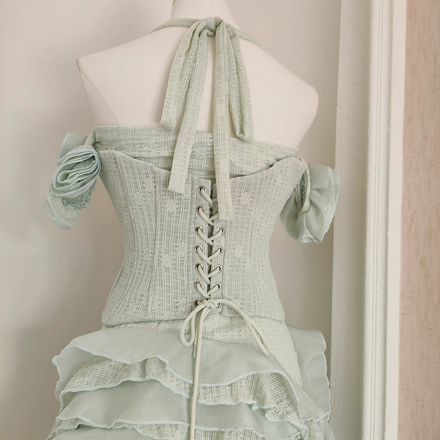 Green Off Shoulder Long Dress