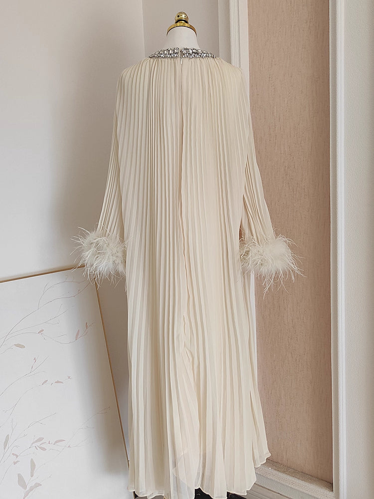 Beige Long Sleeve Dress
