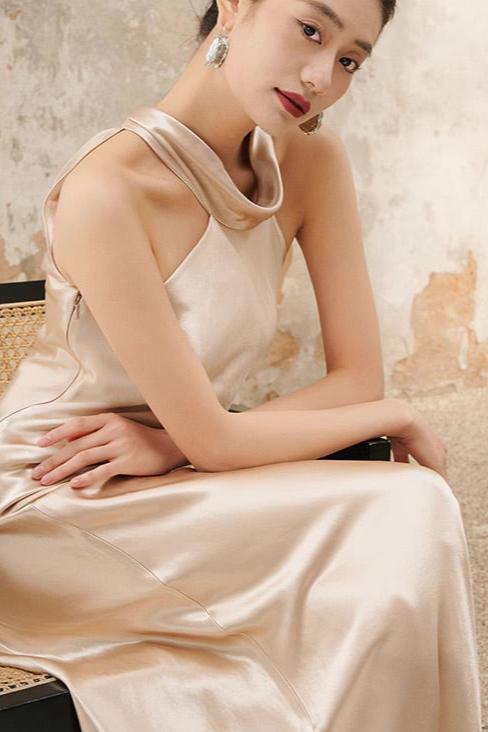 Gold Champagne Silk Dress