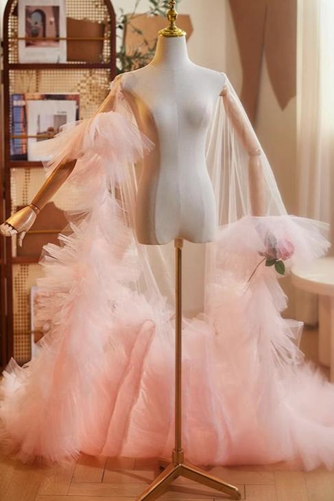pink sheer dressing gown Sugar Thrillz Regency Ruffle Sheer Chiffon Robe