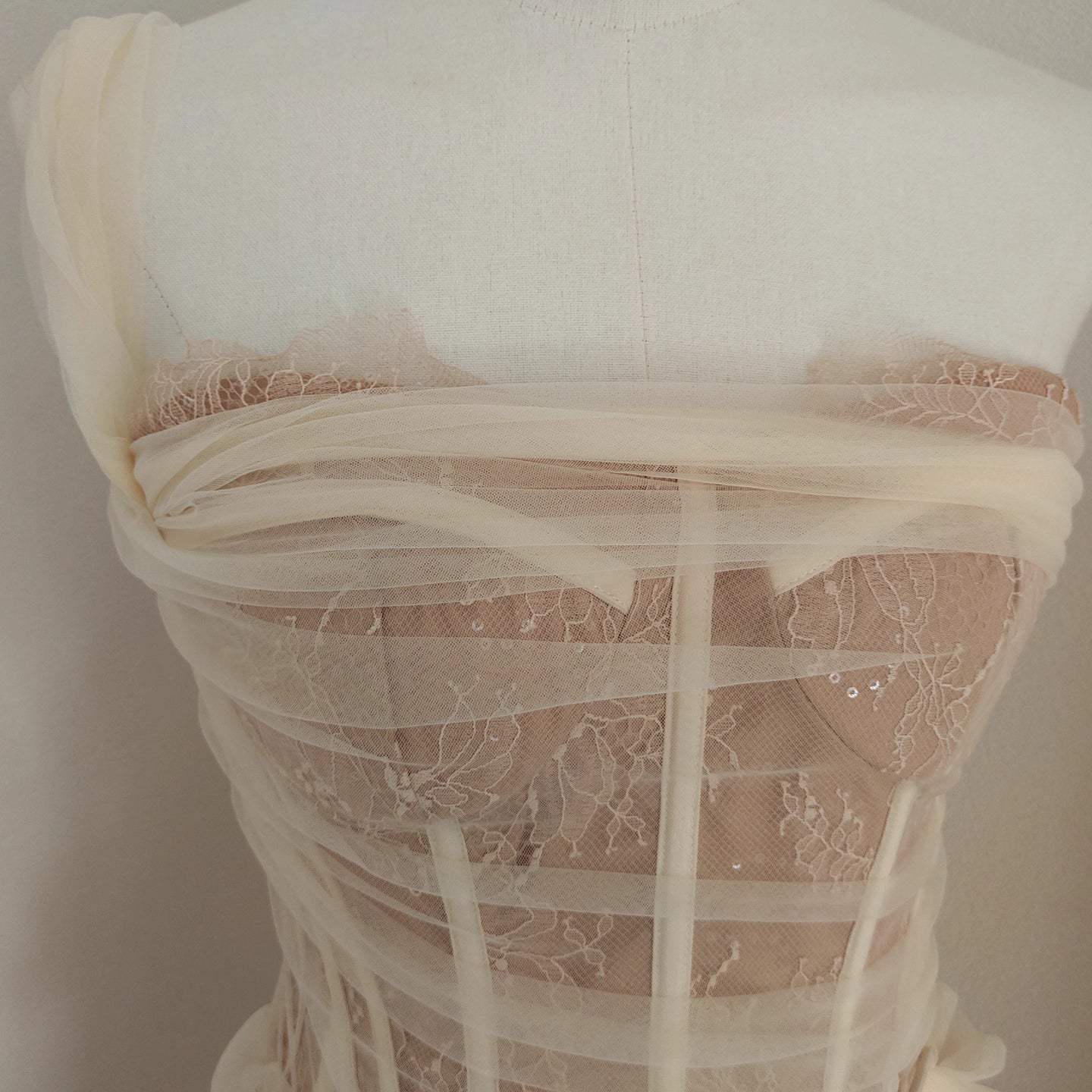 Beige Lace Long Dress