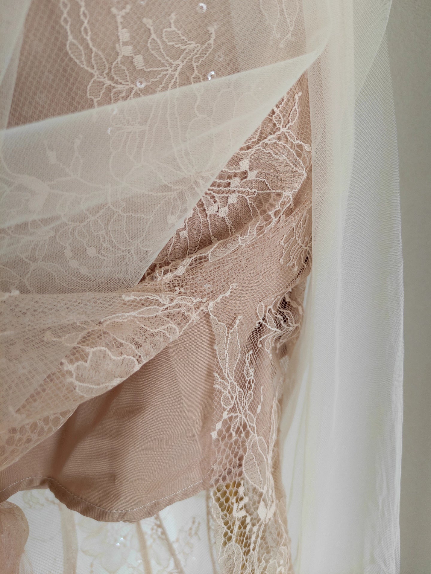 Beige Lace Long Dress