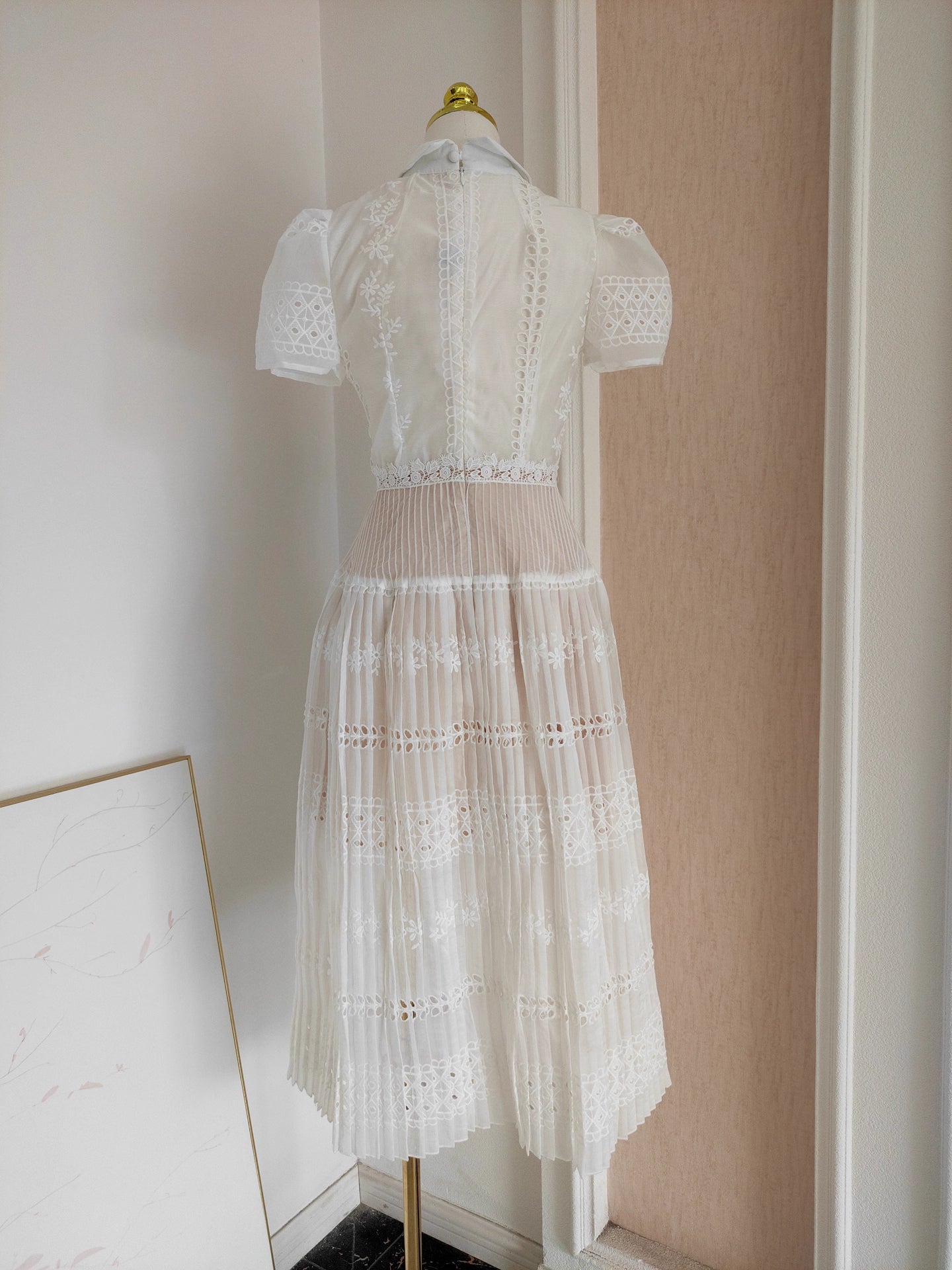 White Lace Collar Long Dress
