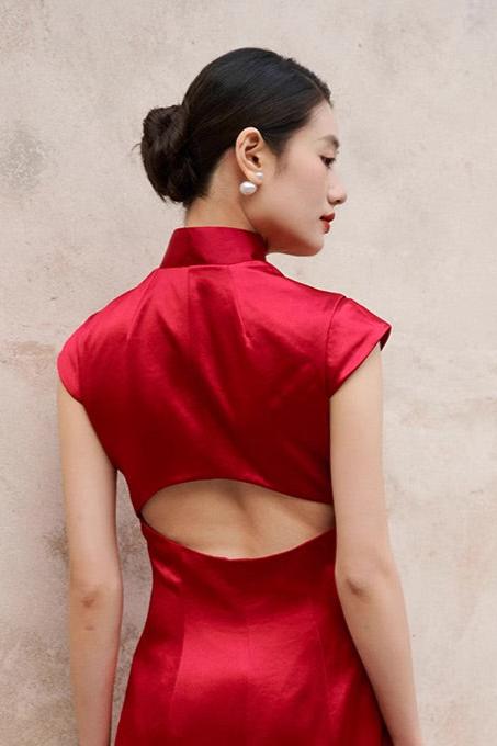 Chinese Red Silk Long Dress