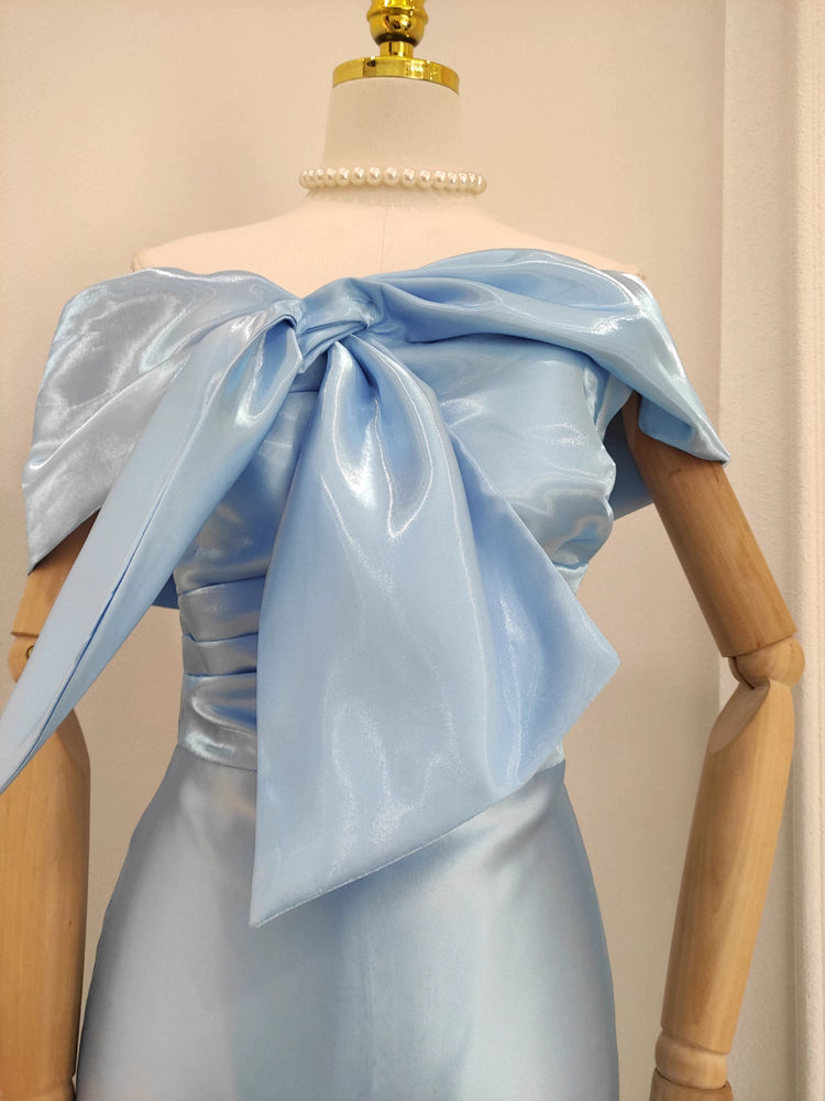 Blue Ribbon Satin Dress