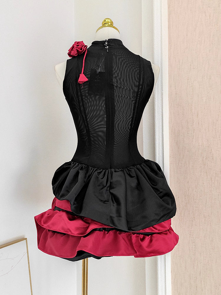 Black with Red Flower Dress