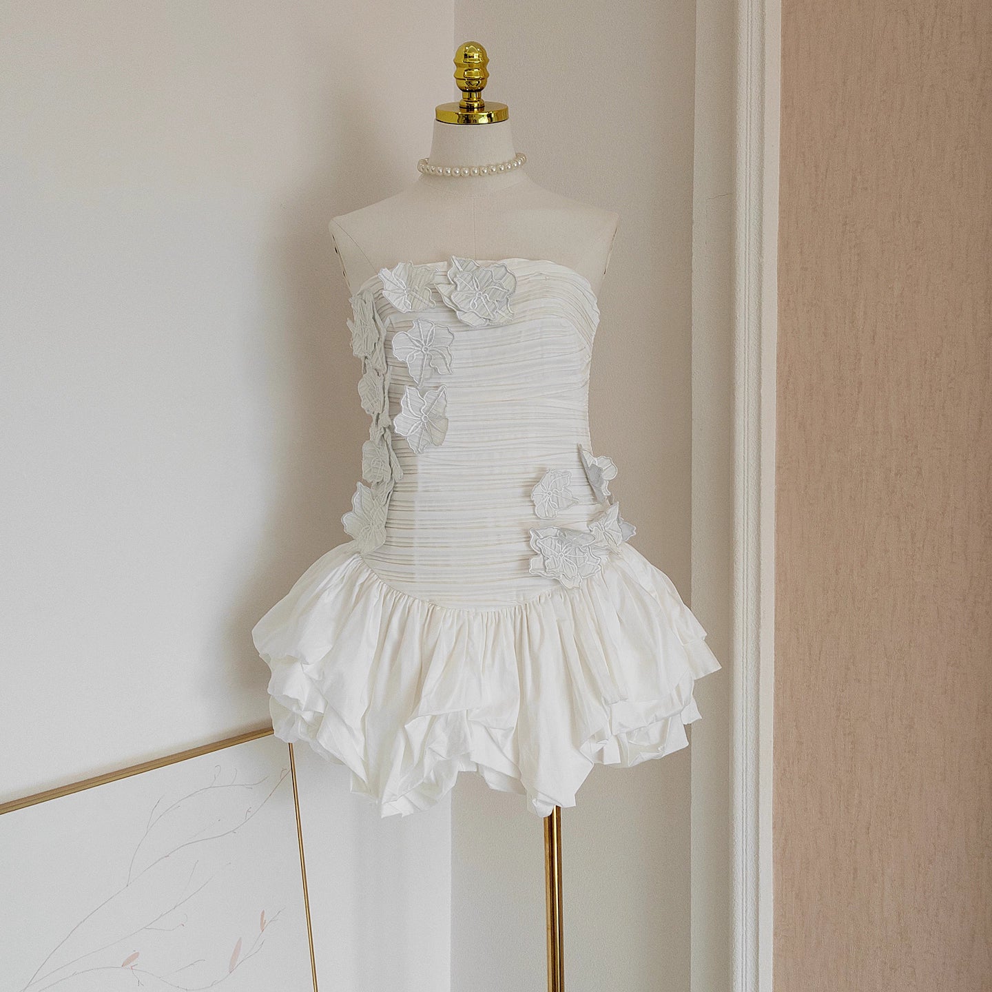 White Flower Tube Dress