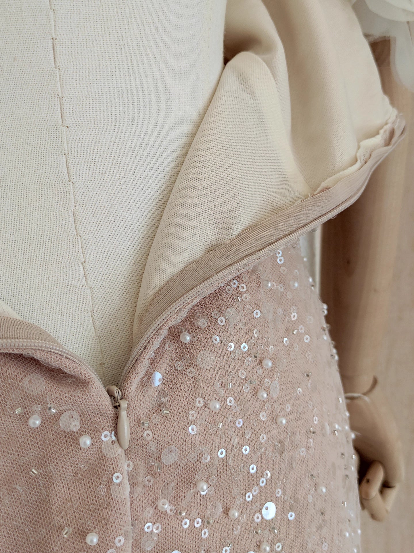 Nude Flower Off Shoulder Dress