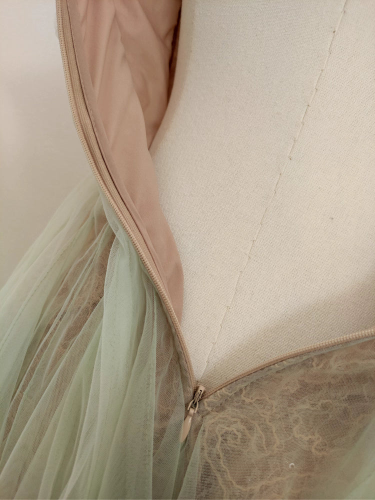 Brown Green Lace Dress