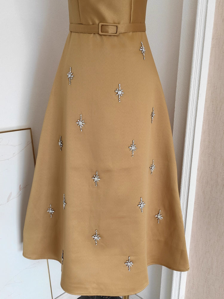 Brown Dress with Rhinestones