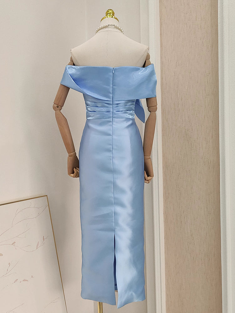 Blue Ribbon Satin Dress