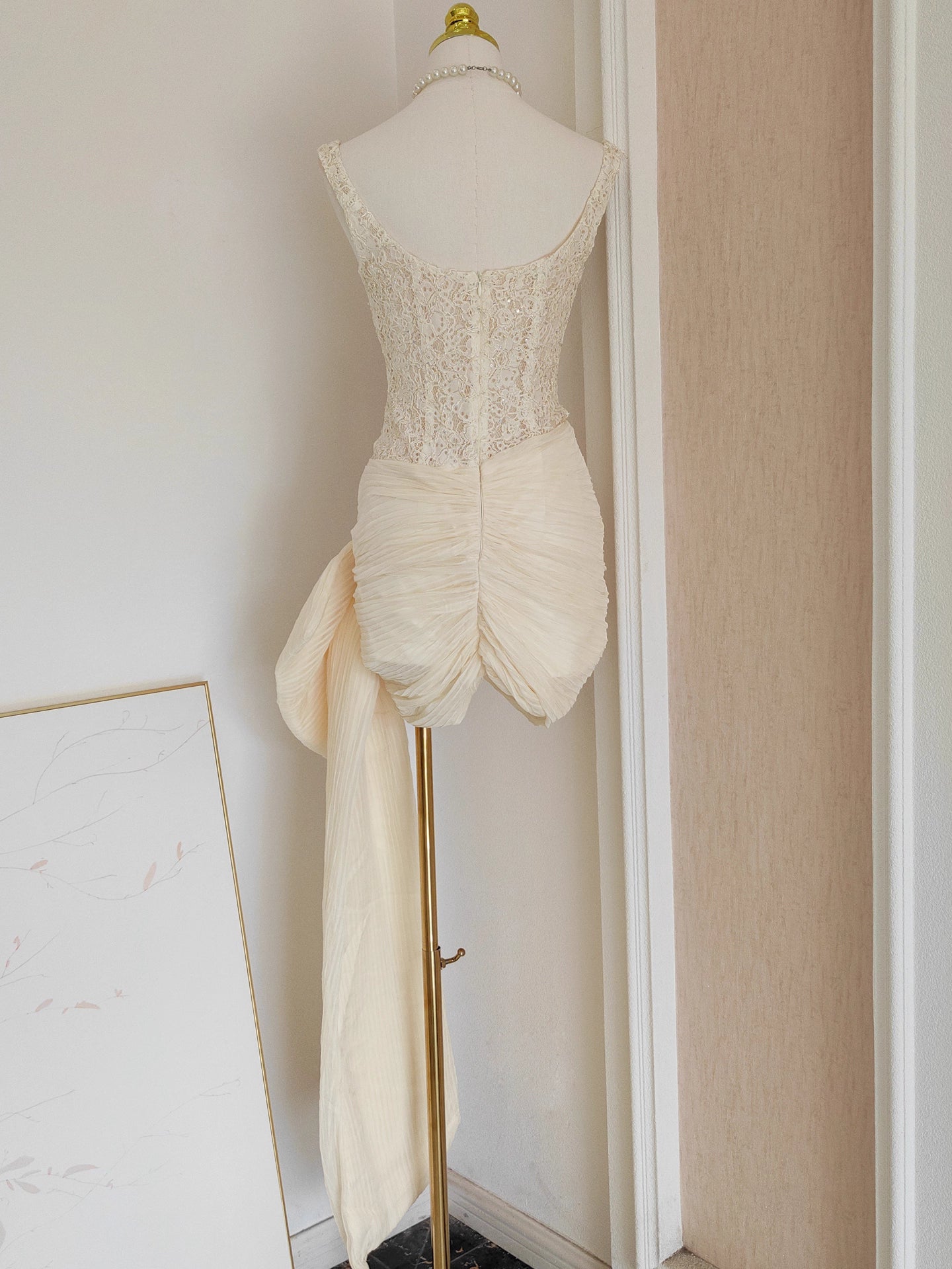 White Lace Ribbon Dress