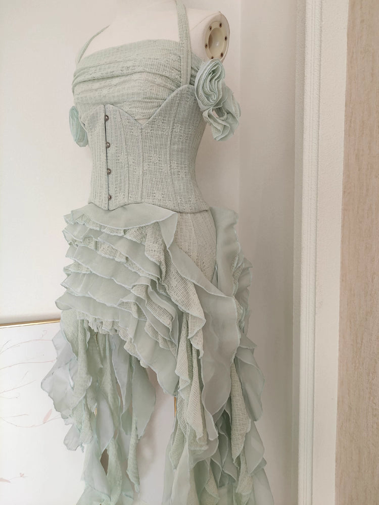 Green Off Shoulder Long Dress