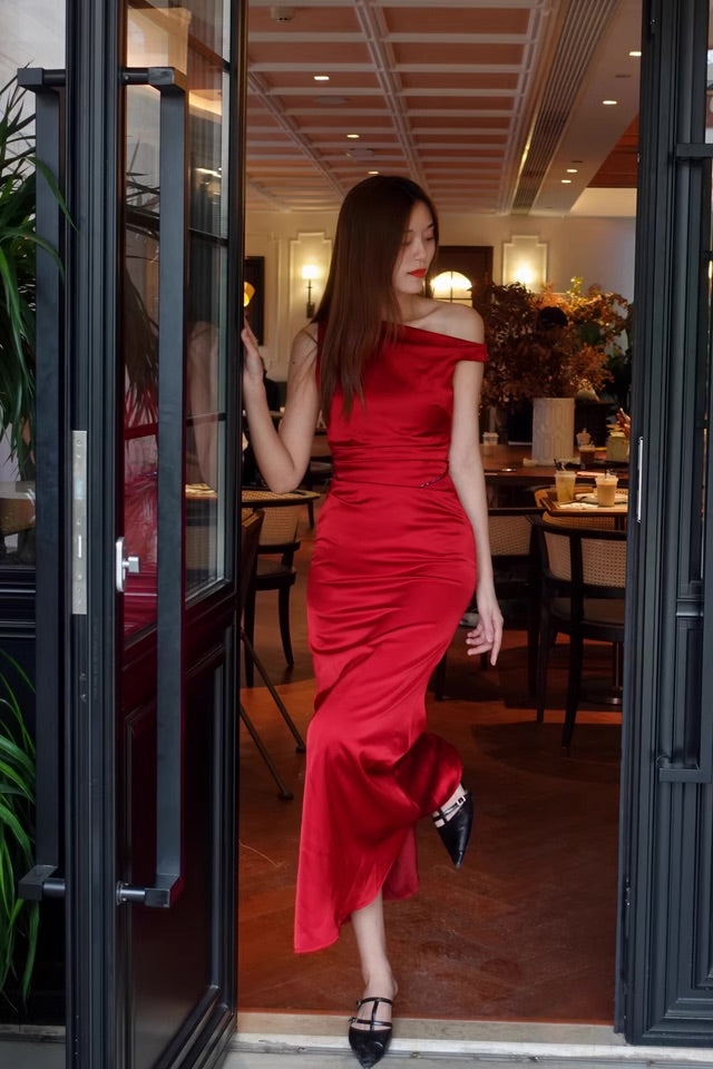 Red Silk Long Dress