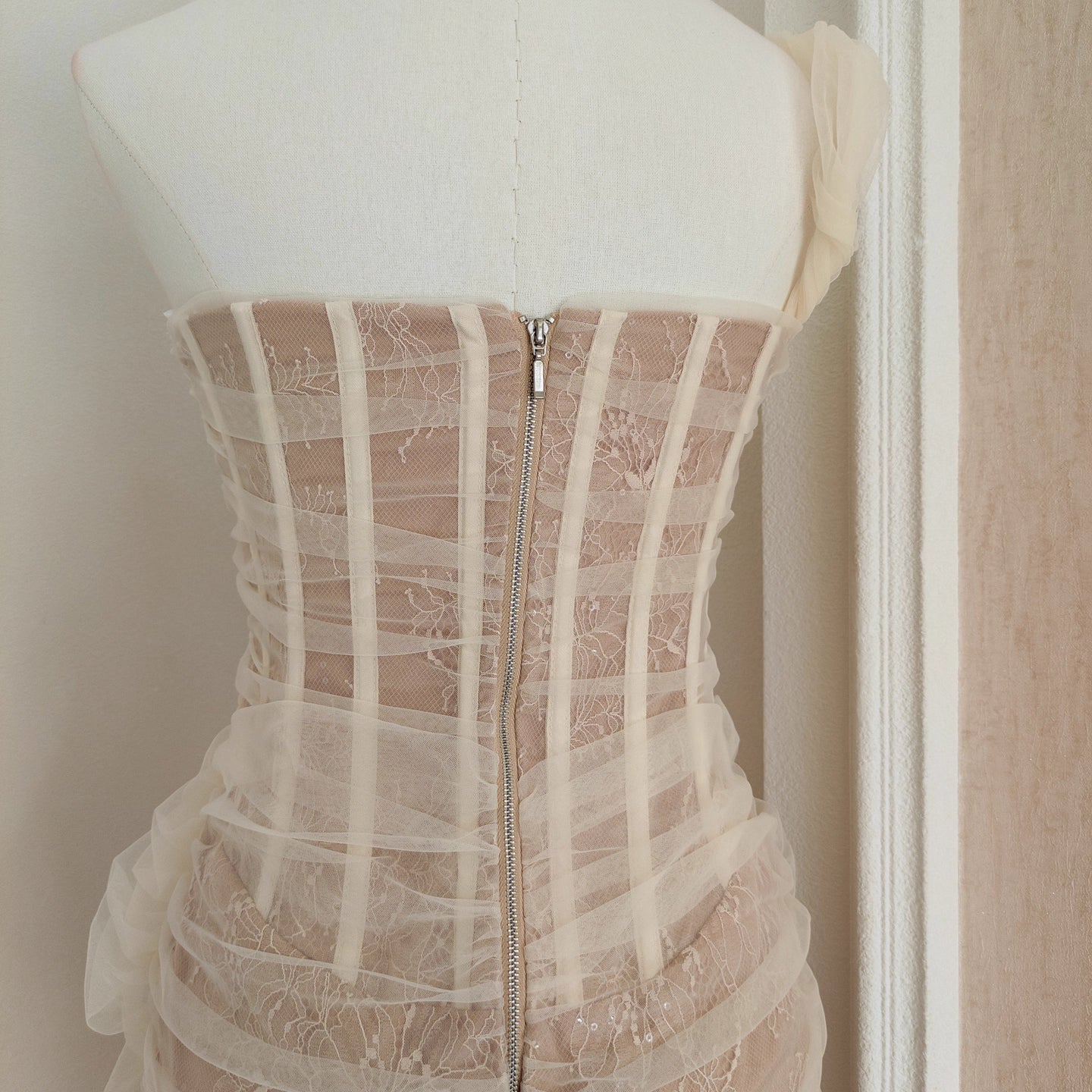 Beige Lace Long Dress