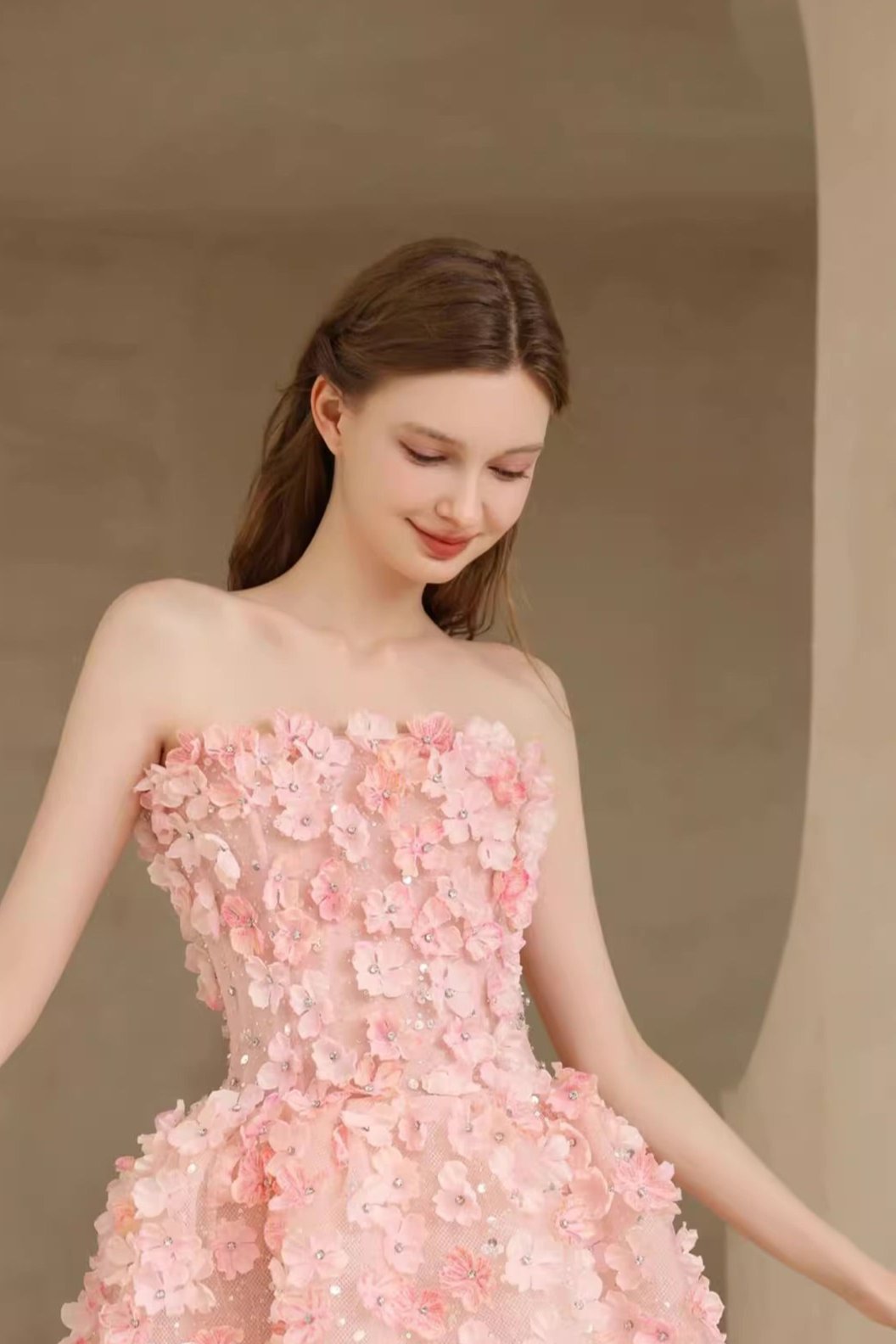 Pink Flower Dress with Cape