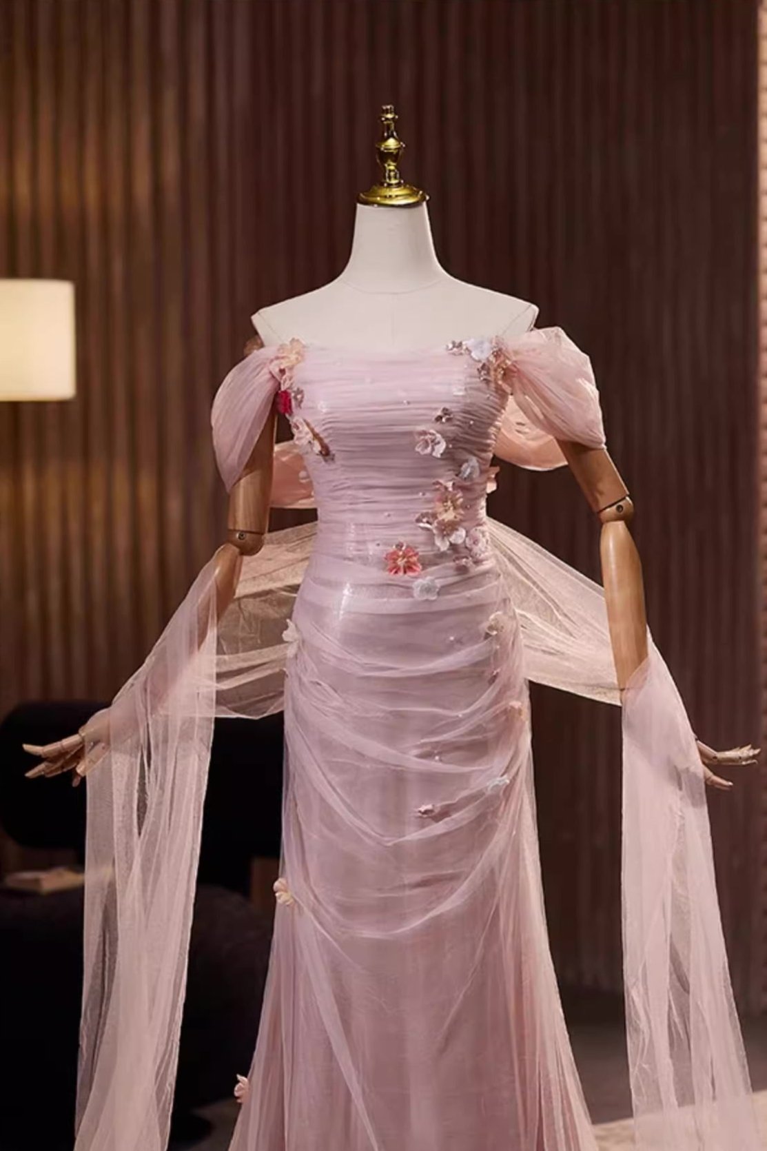 Pink Off Shoulder Gown