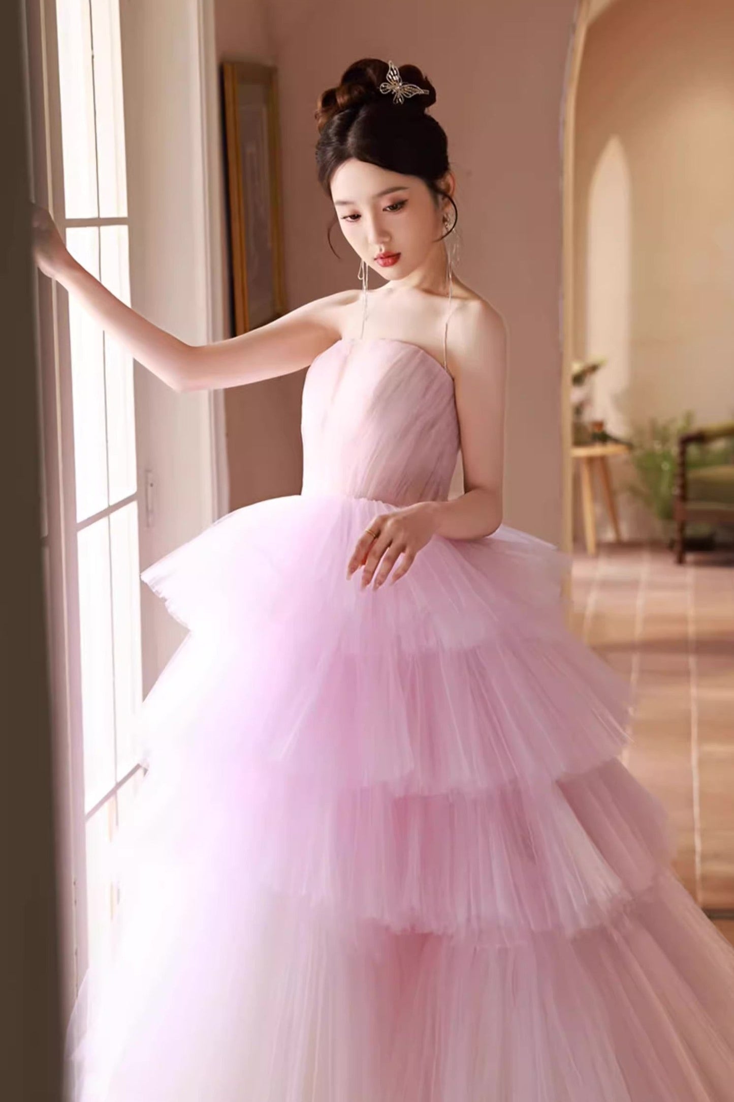 Light Pink Tulle Ball Gown
