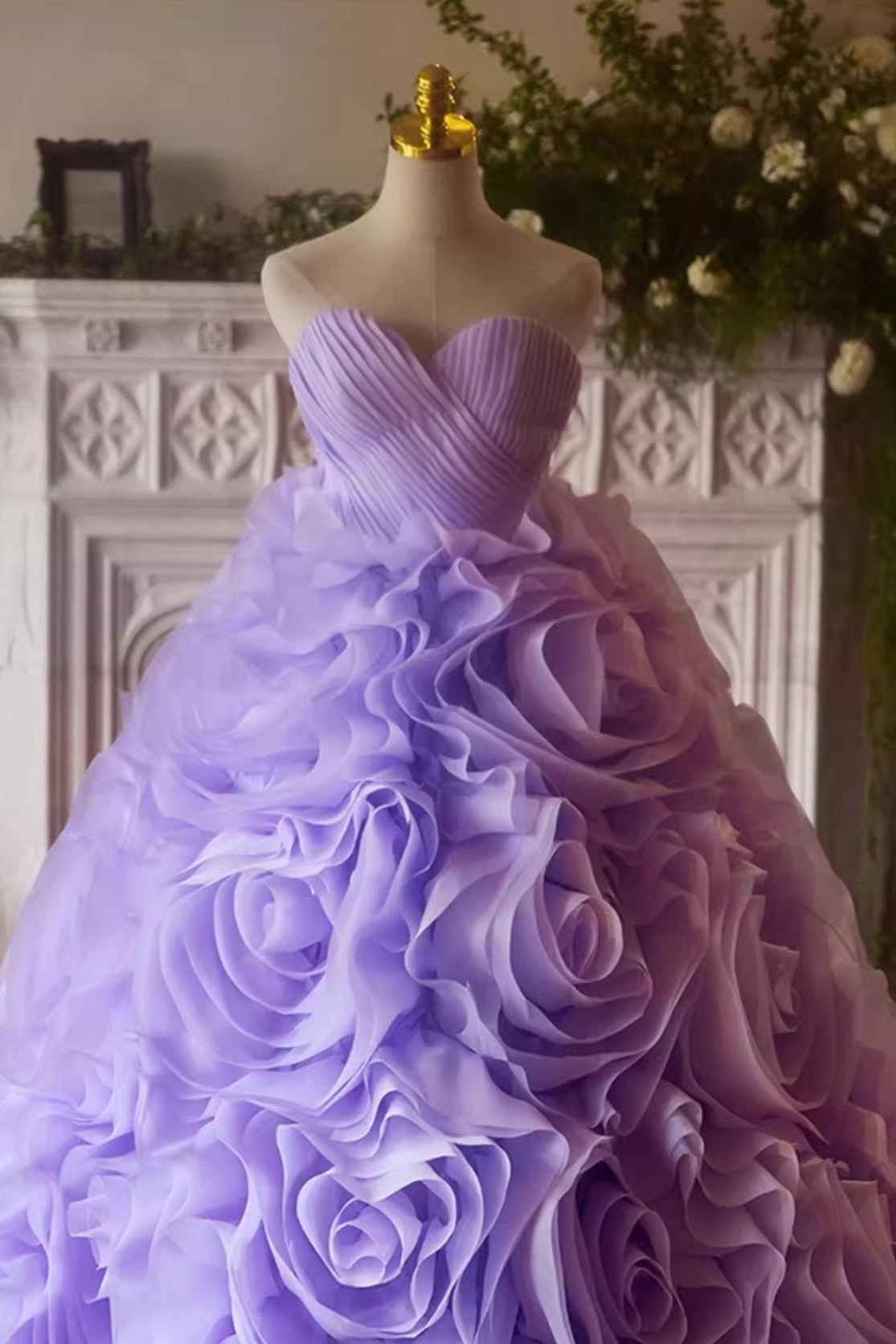 Purple Flower Ball Gown