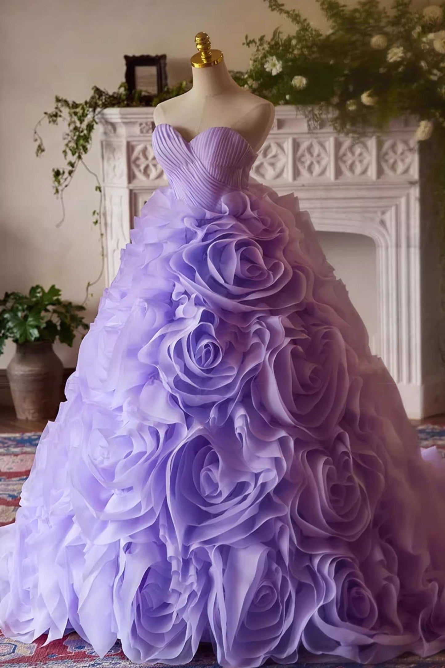 Purple Flower Ball Gown