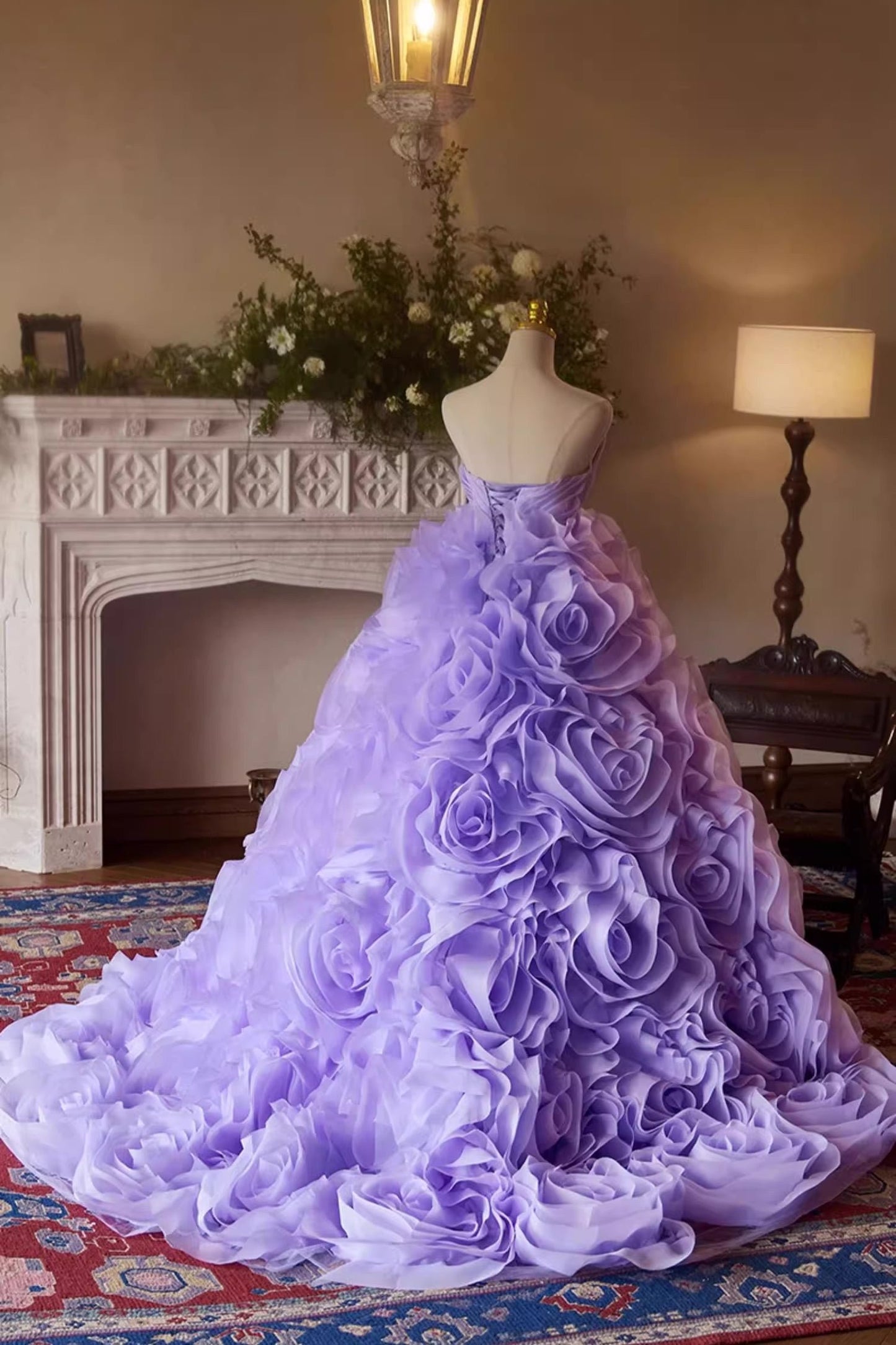 Purple Flower Ball Gown