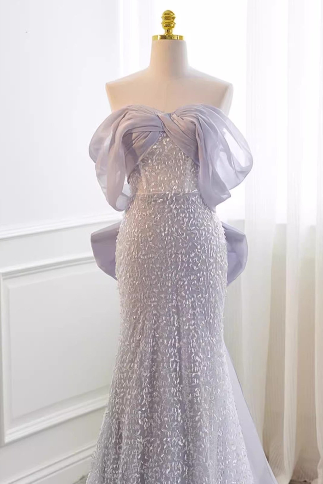 Purple Sequin Long Gown
