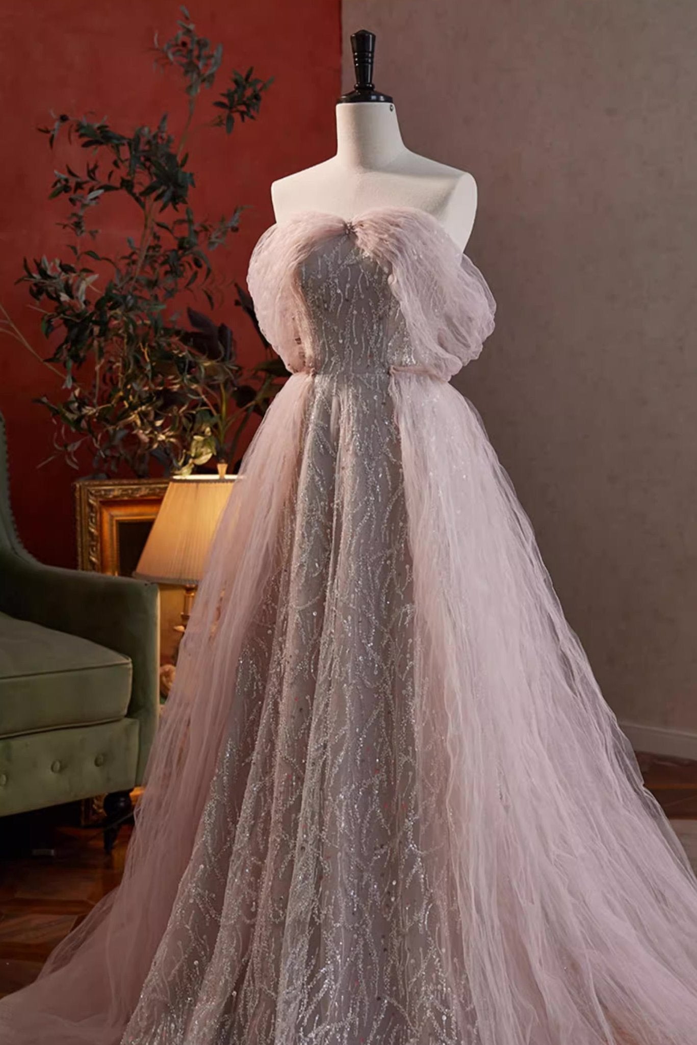 Purple Sequin Long Gown