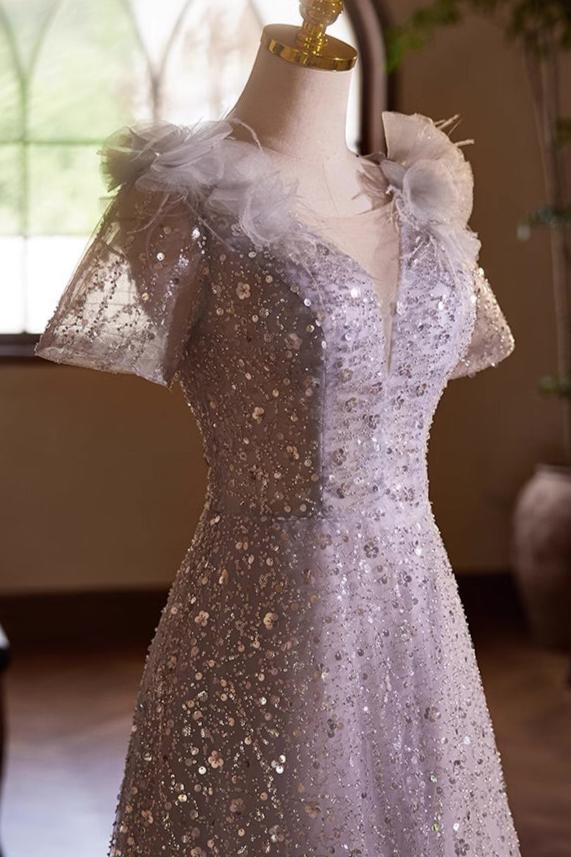 Purple Sequin Long Gown