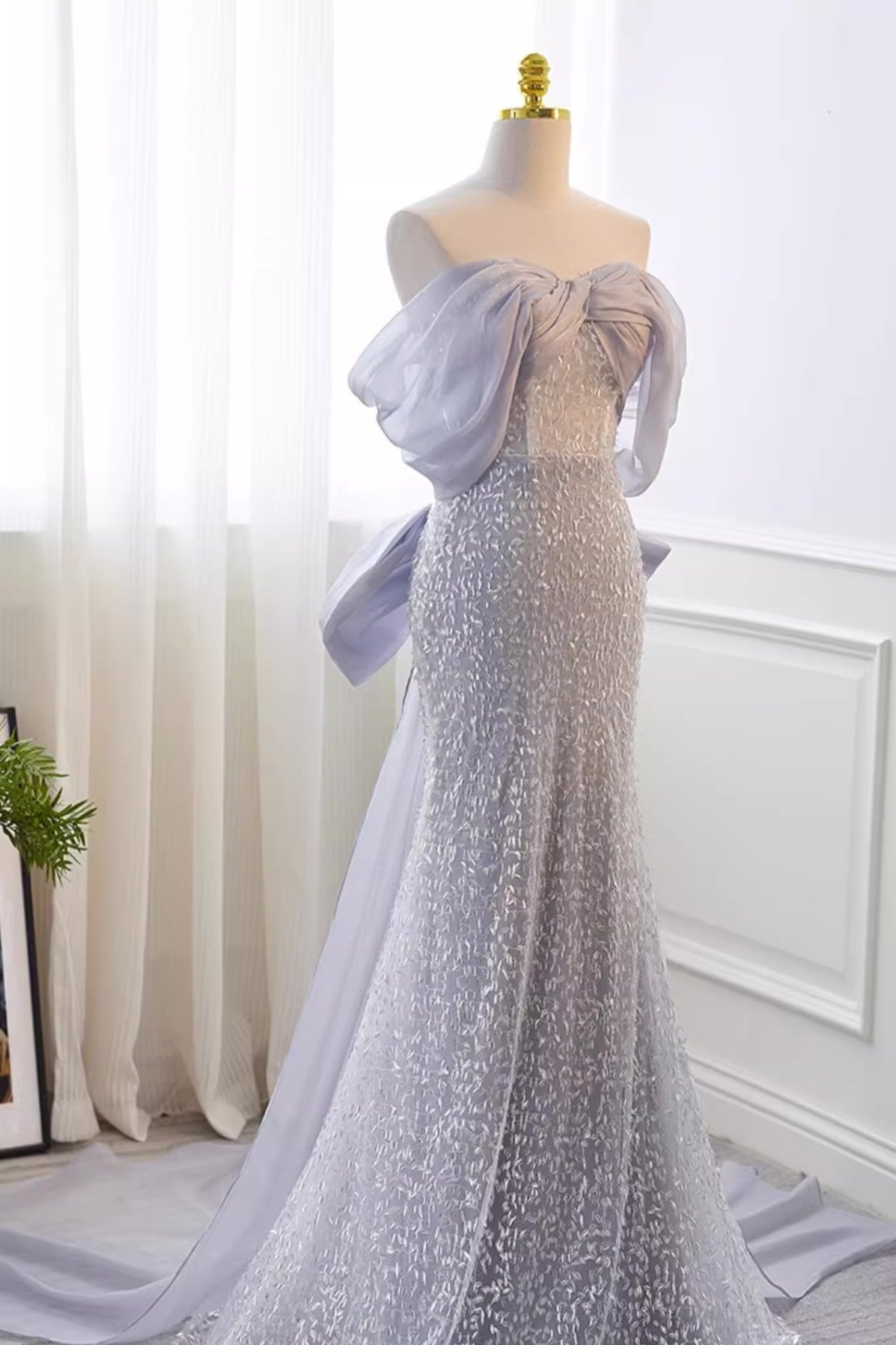 Purple Sequin Long Gown