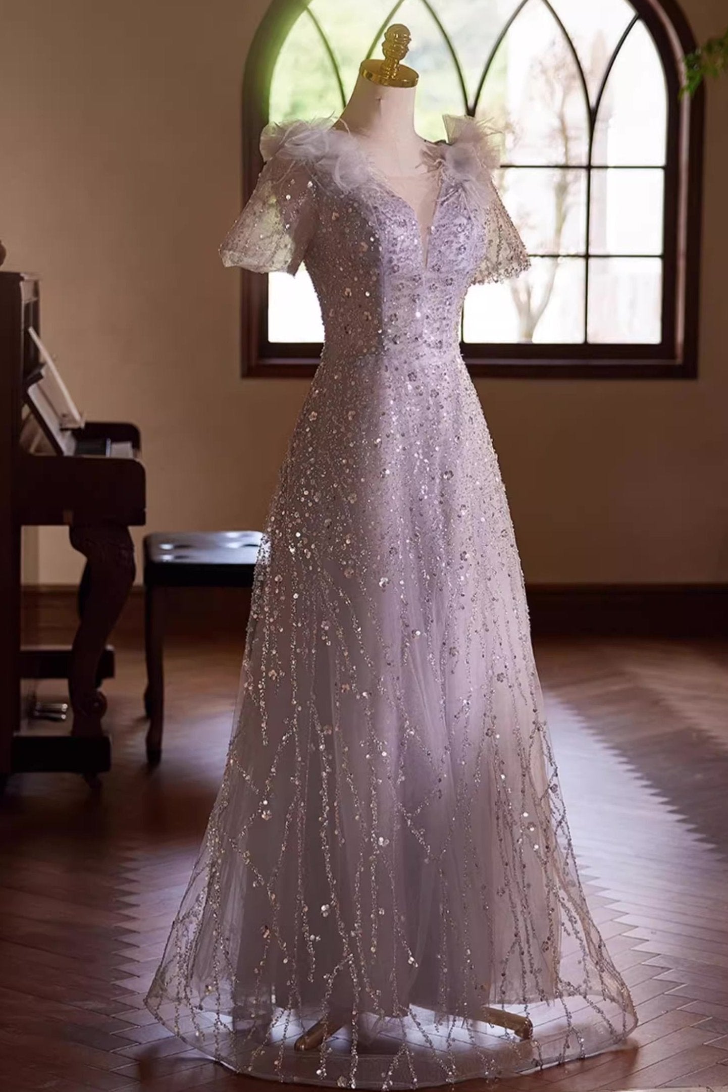 Purple Sequin Long Gown