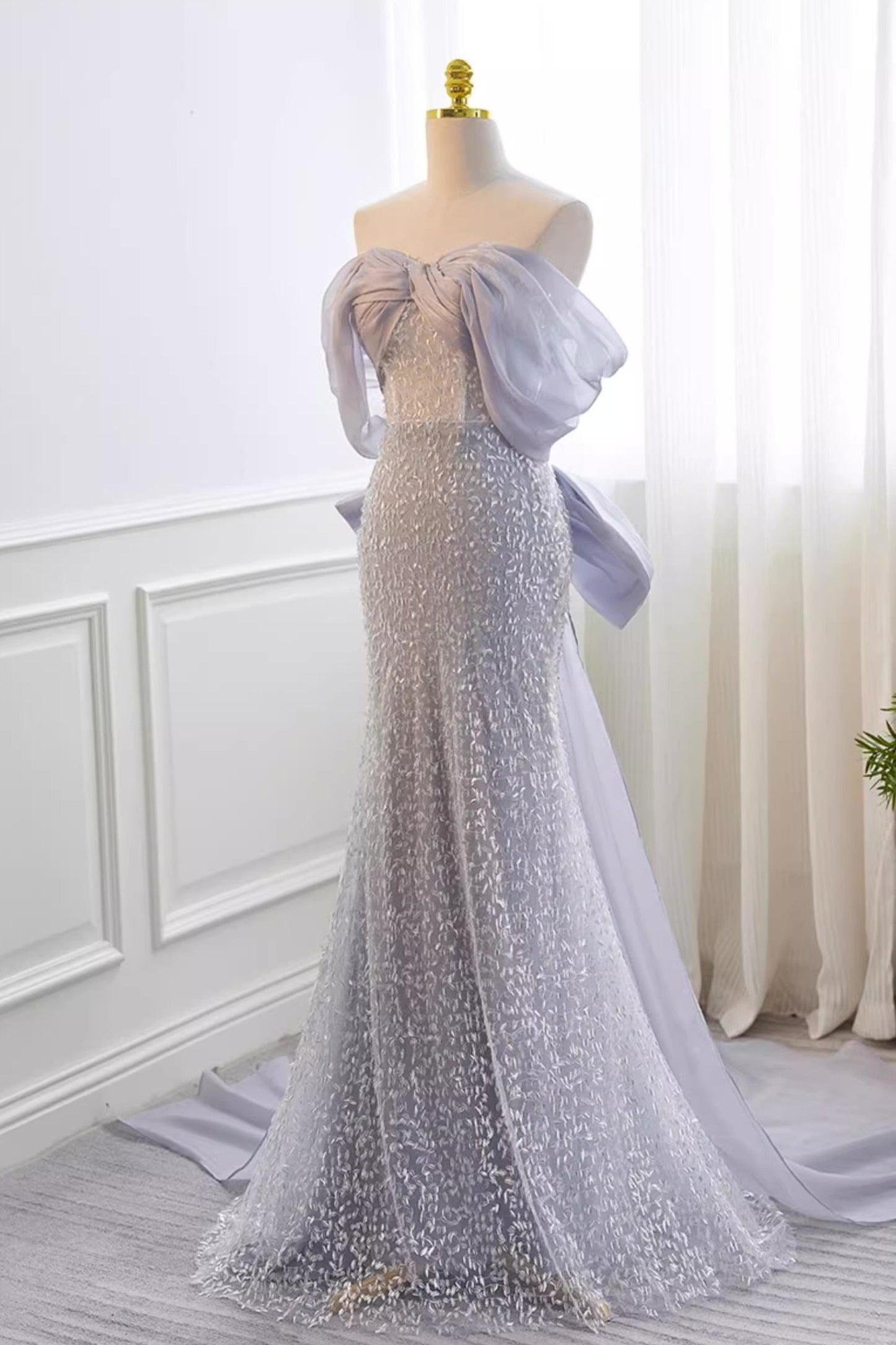 Purple Sequin Long Gown